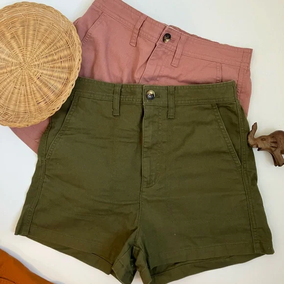 Madewell NWT Camp Shorts Women's Shorts in Faded Mauve, Burnt Sienna, & Kale XS - Picture 7 of 10